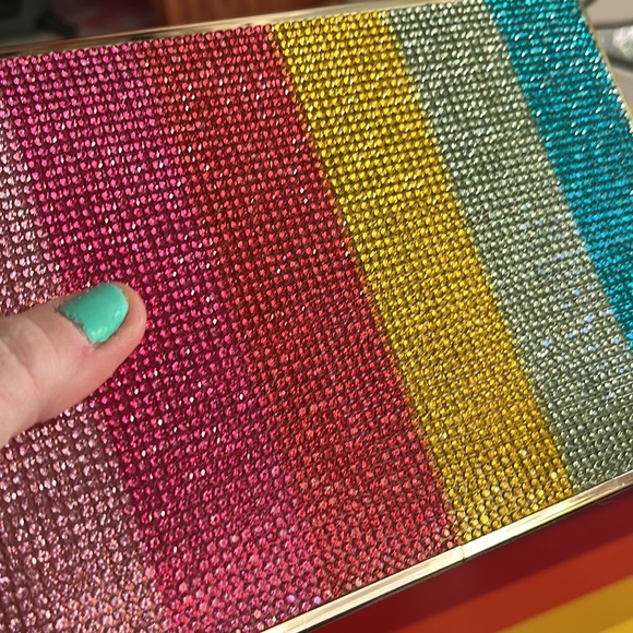 Rainbow Rhinestone Gold Hardshell Clutch - Picture 5 of 6